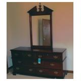Dark Cherry Wood Bedroom Dresser/Mirror