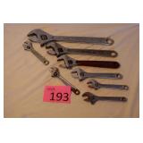 Eight Adjustable Wrenches