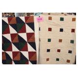 Two Geometric Pattern Bedspreads