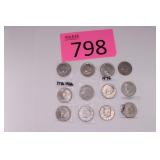 Twelve Kennedy Half Dollars