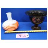 Two Glass Pieces, Vase, Cheetah Glass Bowl