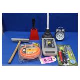 Cowbell, Plunger, Alarm Clock, Tool Set