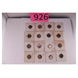 Sixteen Wheat Pennies 1918-1939