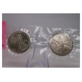 Two 1989 Marshall Island Large $5 Coins
