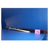 Pakistan Stainless Steel Sword & Leather Sheath