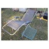 Folding Outdoor Lounge and Small Metal Table