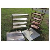 Two Metal Shelves / Two Folding Card Tables