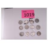 Twelve Kennedy Half Dollars