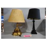 Two Desk Lamps, Brass and Black