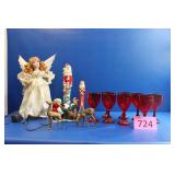 Christmas Red Goblets & Christmas Decor