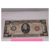 1934 $20 Brown Seal Note WWII Emergency Issue