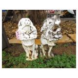 Two Pieces Vintage Concrete Dogs Holding Baskets