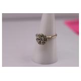 Vintage 10K White Gold Diamond Cluster Ring