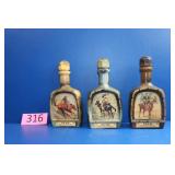 Three Empty Jim Beam Whiskey Decanters