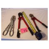 3 Pc. Cutters, Metal Shears, Bolt Cutters