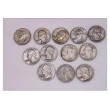 Twelve Silver Washington Quarters