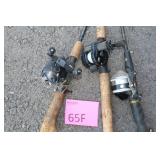 Two Bait Casting Reels and Rods, Zebco Rod Reel