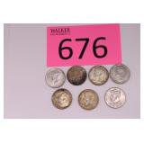 Seven Kennedy Half Dollars