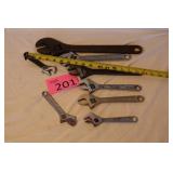 Eight Adjustable Wrenches