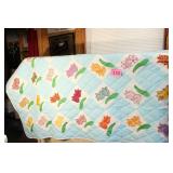 Like New Tulip Embroidered Bed Spread