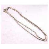 925 Silver Sterling 24" Bar & Bead Link Necklace