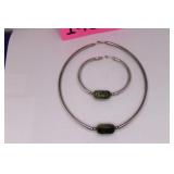 Stainless Steel Aventurine Stone Necklace/Bracelet