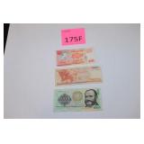 Singapore, Greek, Peru Vintage Paper Money