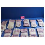 Twelve Pair of Mostly New Leather Work Gloves