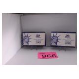 2001 & 2002 U.S. Mint Quarters proof Sets