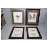 Four Signed Pencil Framed Prints