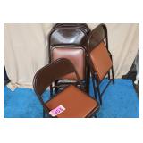 Six Metal Folding Chairs with Cushioned Seats,
