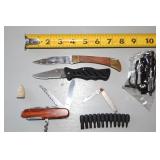 Four Knives, Fire Starter Rod, Bit Set, War Bullet