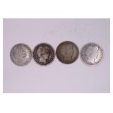 Four 1899 Barber Quarters