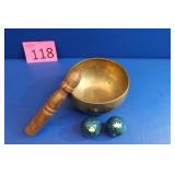 Tibetan Hand Hammered Brass Singing Bowl/Balls