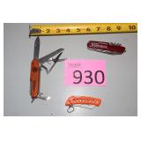 Two Swiss Army Knives/Orange Folding Knife