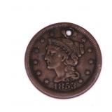 1853 Braided Hair Liberty Head Large Cent