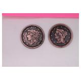 1839 & 1851 Braided Hair Liberty One Cents