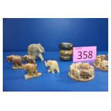 Carved Stone Elephant Figurines