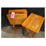 Vintage Set of Wood TV Trays