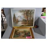 Framed Print and Paint on Canvas