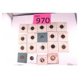 Nineteen 1950 - 1967 Wheat Pennies