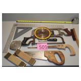 Two Hack Saws, Two Miter, Finish Saws, Wire Brush,