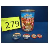 Vintage Political Buttons/ 2004 Vietti Boston Bean