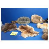 Two Pelt Raccoon Tail Hats/ Assorted Pelts