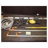 Two Wood Clamps, Level, Plastic Clamps