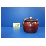 Hull Glazed Stoneware Bean Pot with Lid