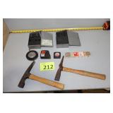 Two Hammers, Tow Drill Bits, Tape Measures