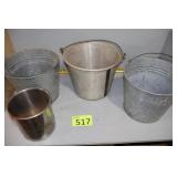 Four Metal Buckets