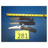 Three Stainless Steel Lock Blade Knives