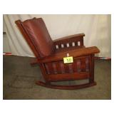 Vintage Mission Style Leather Rocker